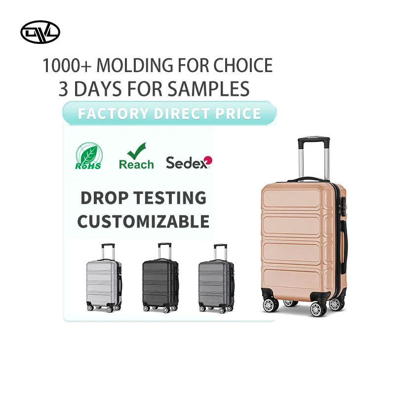 Custom Branding 3-Piece Modern ABS PC Hardshell Luggage Set Multiple Color Options for Resellers Gold Color