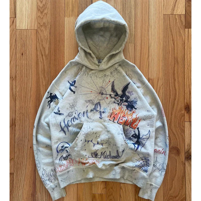 DongGuan Factory Custom Men's High Streetwear Heavy Weight 100% Cotton French Terry Oversized Cropped Fit DGT Printing Hoodies gallery 4