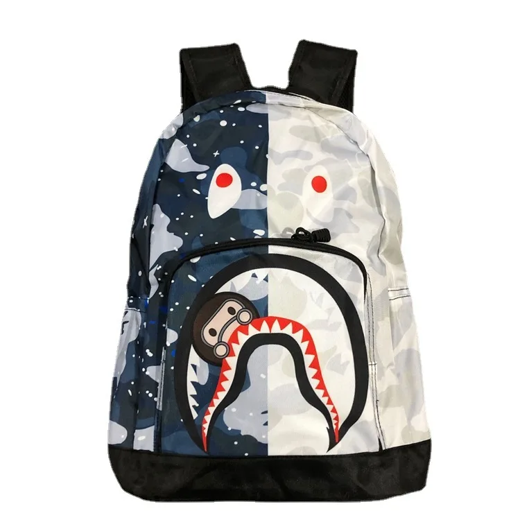 Wholesale King Mcgreen Star Shark Bape stitching cartoon backpack