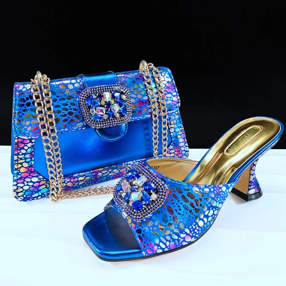 Hot Sale Women Shoes and Bag Set Low Heels Shoes and Clutch Sets for Party
