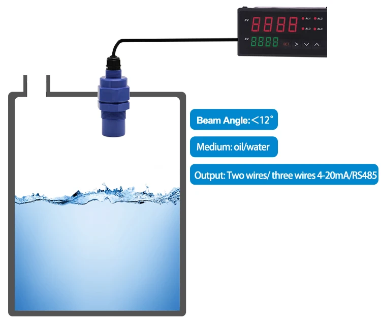 4-20 MA Water tank Measurement Level Gauge Transmitter Ultrasonic Lever ...