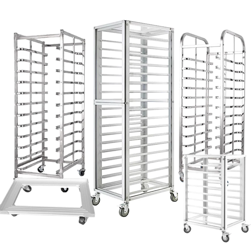 Wholesale Thickened Aluminum Baking Pan Trolley Commercial Multi-Tierenclosed Baking Rack Storage Bread Tray Shelf 9/20 Layers