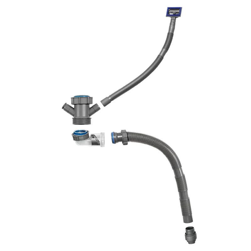 product double over flow space save side rows anti odor flexible hose for kitchen sink-1