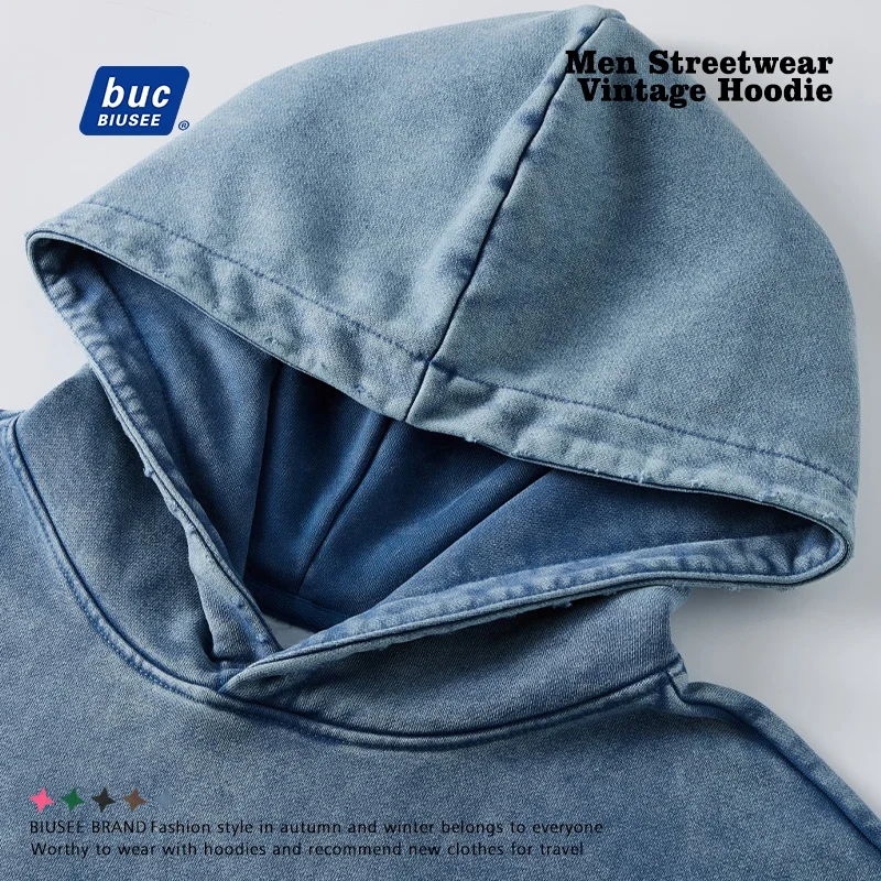 Wholesale Heavy Weight Men's Acid Wash Hoodie Vintage Washed Hoodies in  Acid Wash Style