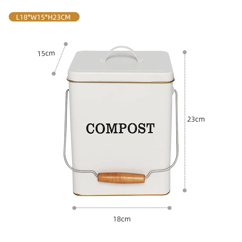 Family Garden Compost Storage Bucket Onion Cheese Trash Can Galvanized Iron Metal Food Compost Bin With Lid