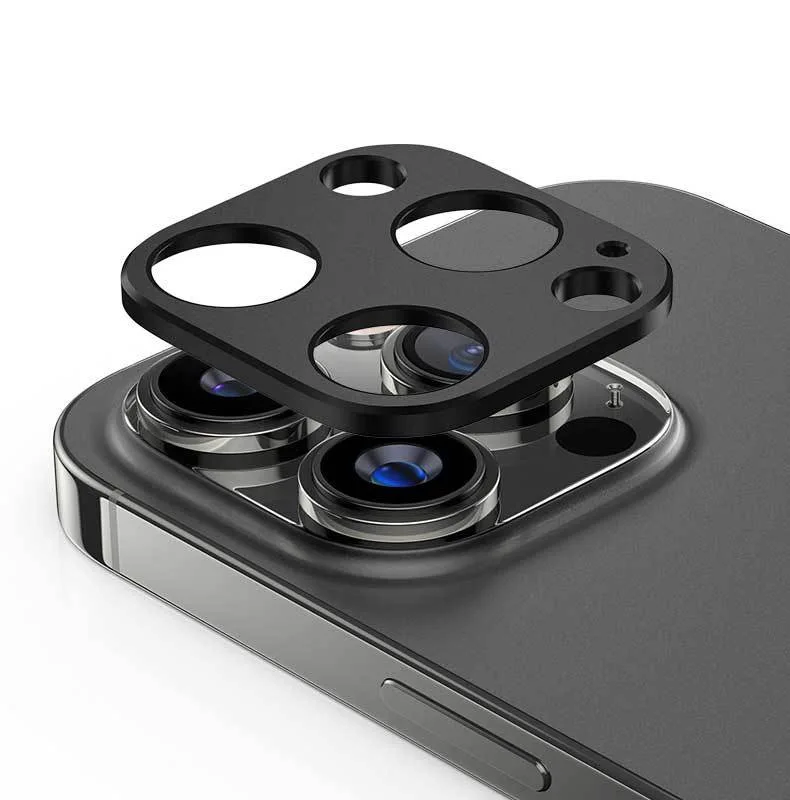 Black Durable Premium Tempered Glass Metal Cool Camera Lens Protector for iPhone 15 Pro Max 6.7inch
