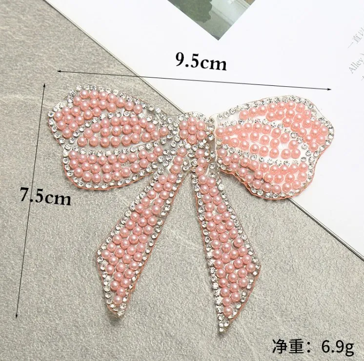 New Product butterfly Bow Shape Rhinestone Applique Custom Hot Resin Diamond Patch for Clothing