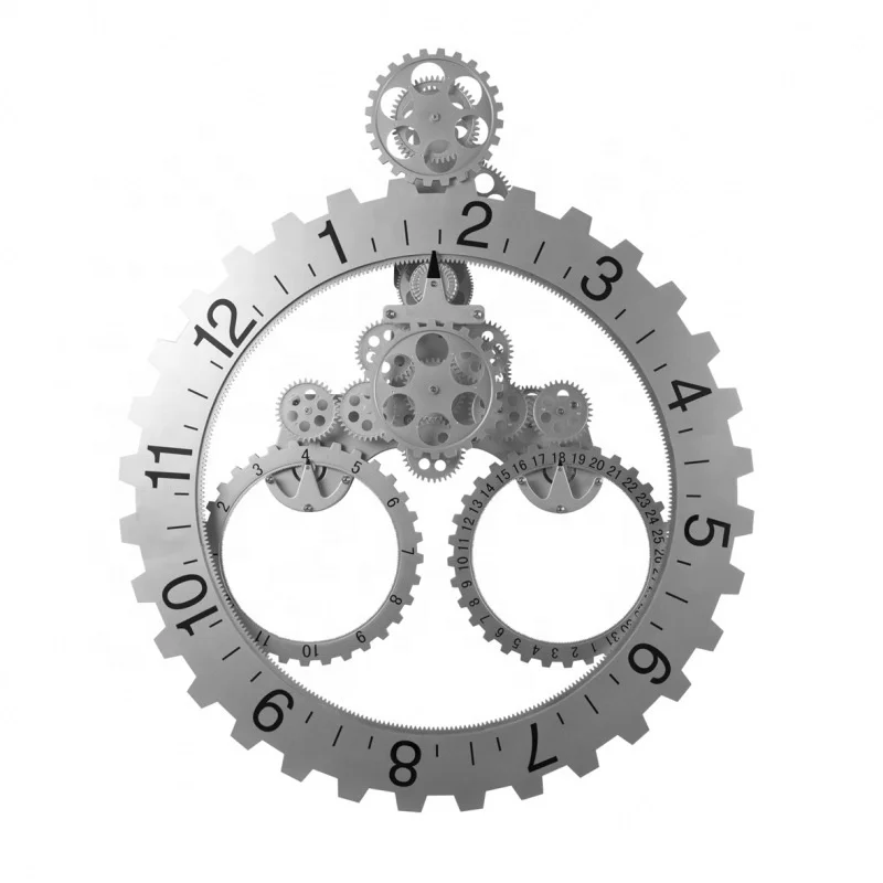 Popular European Style Classical Creative Mechanical Wall Watch Automatic Rotating Gear Calendar Wall Clocks