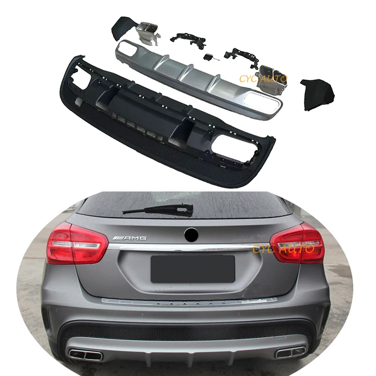 GLA45 Rear Diffuser Black Sliver Rear Bumper Lip for Mercedes Benz GLA Class X156 Sport AMG GLA250 GLA300 2015 2016