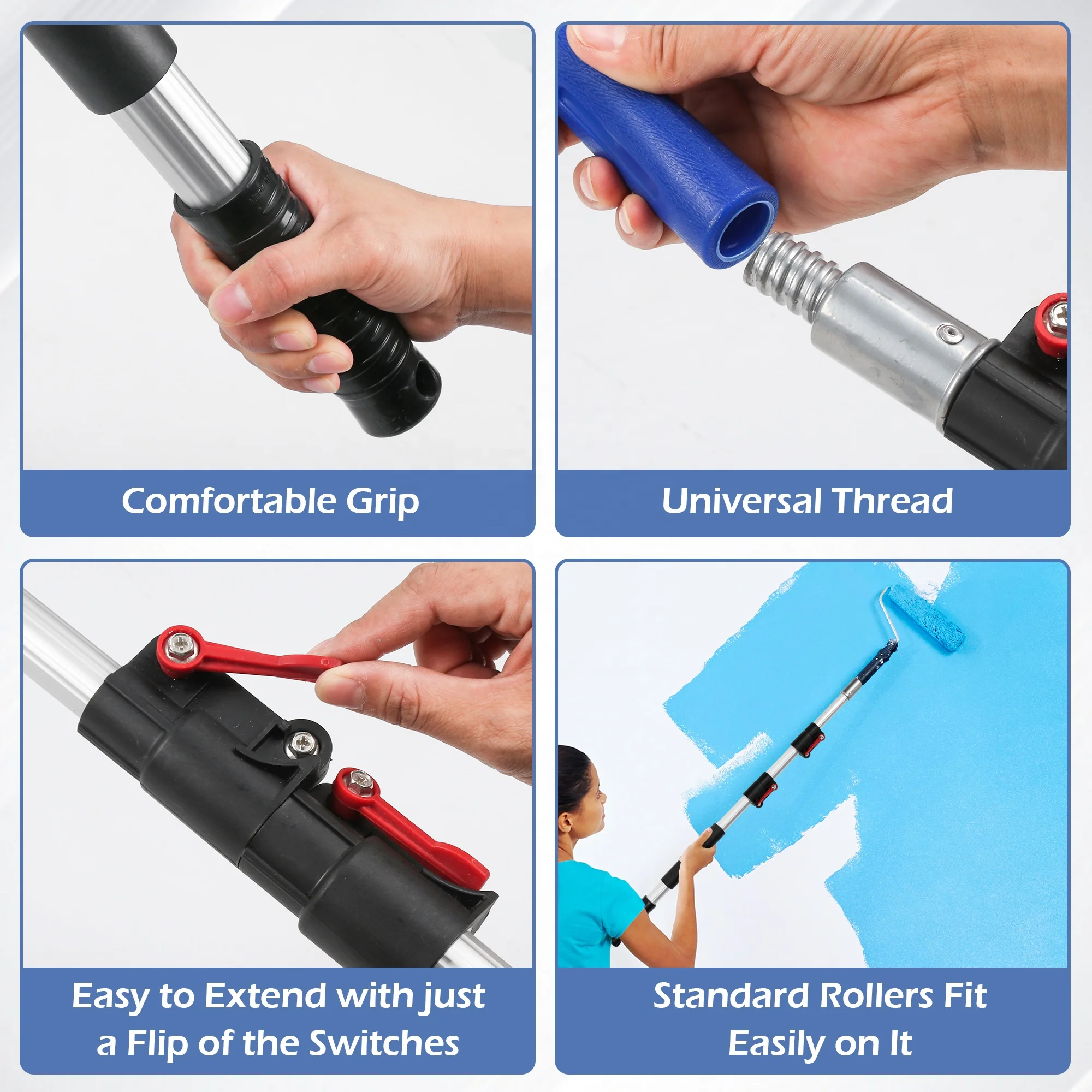 Customizable Aluminum With Lock Rod Ripple Adjustable Small Telescopic Poles