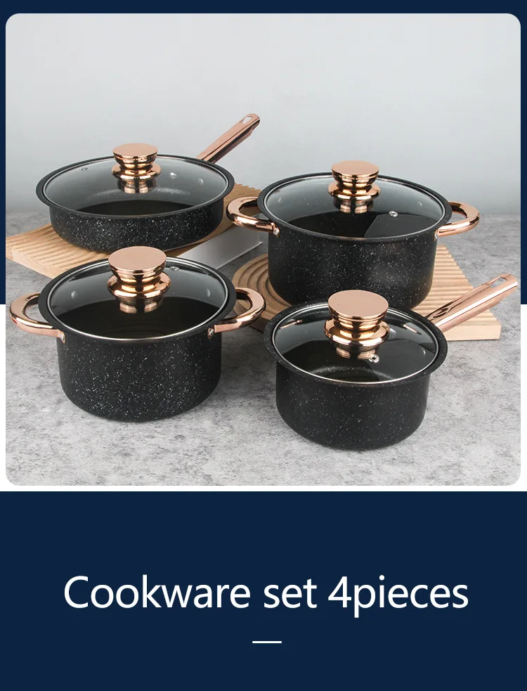 Hot Sale 8 Pieces Cast Iron Cookware Set Pot And Pan Set Medical Stone