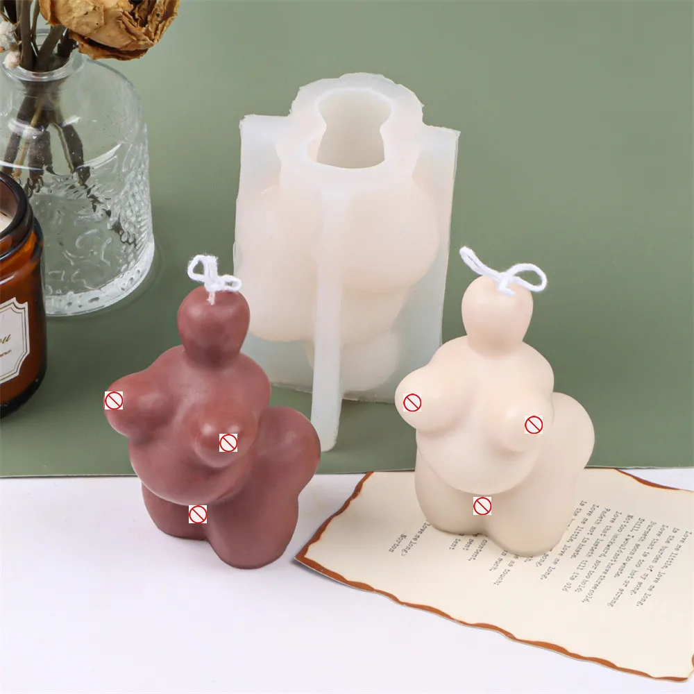 Exaggerated Big Breast Butt Female Body Candle Making Silicone Molds Abstract Woman Resin Small Chest Human Torso Statue Tool