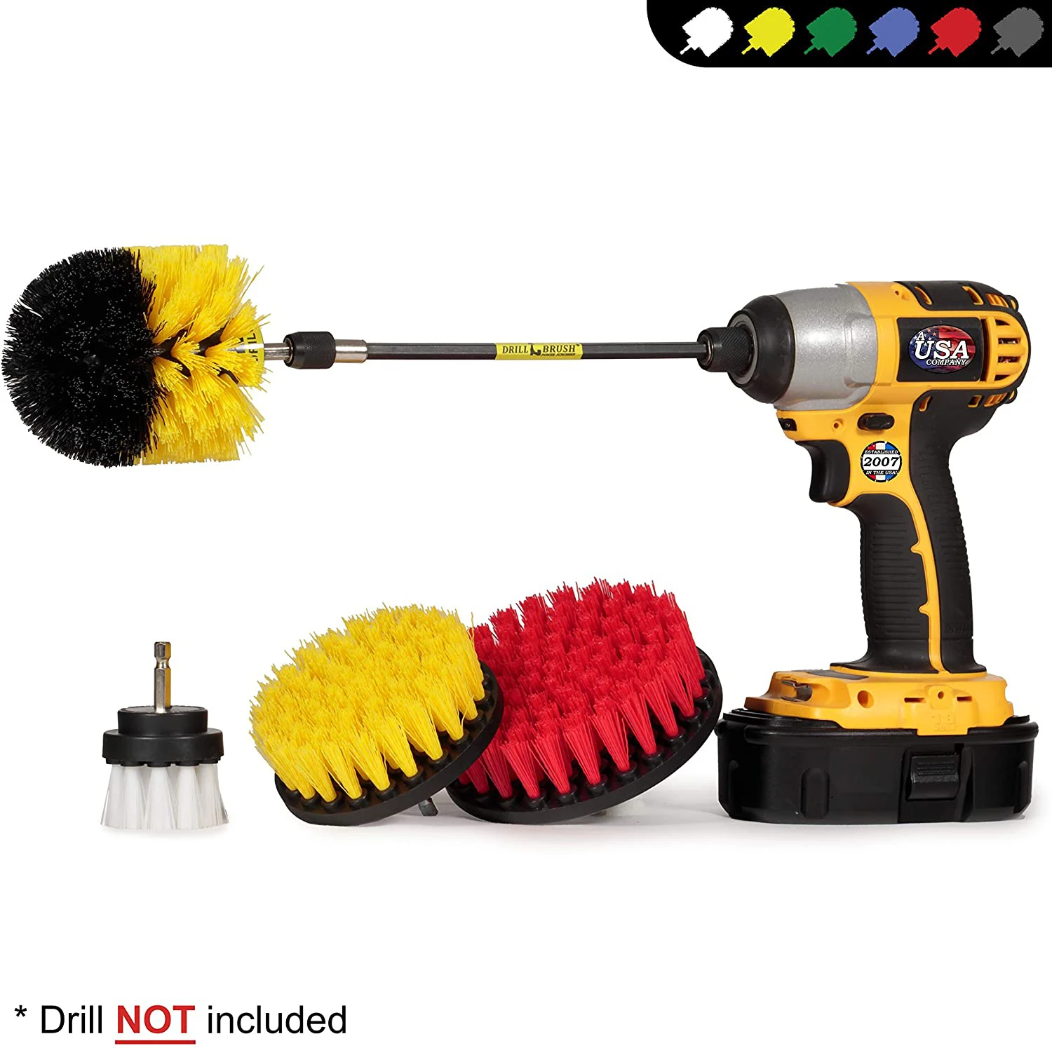 Drillbrush 4 Piece Drill Brush Small Diameter Cleaning Brushes for Use on Carpet, Tile, Shower Track, and Grout Lines