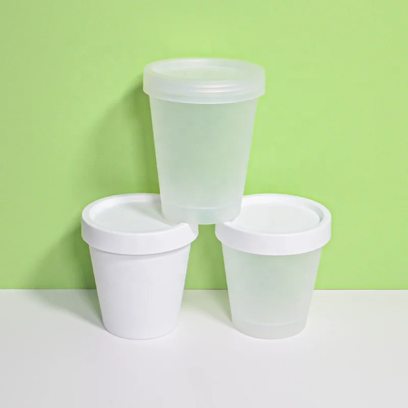 250ml 200ml 100ml  Ice Cream Cup Shape  Frosted Single Wall 8oz PP Jar With Screw Lid for Skin Care Cream