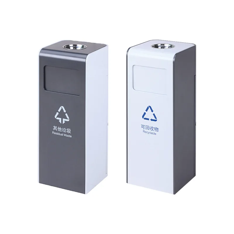 Large Capacity Odor-Proof Elevator Entrance Trash Can Commercial Side-Opening Standing Push Lid Stainless Steel Office Building