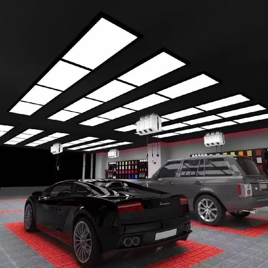 LED Araç Yıkama Odası Salyangoz Lambası Dokuz Izgaralı Lamba Garaj için 4S Mağaza Su Geçirmez Soğuk Beyaz Işık Araç Tamiri, Otomotiv Bakım İş İstasyonu için