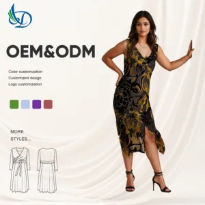 2026 New Cross Border Women's Casual Short Skirt Solid Pattern Cotton Hemp Dress Natural Waistline Digital Printing Washable