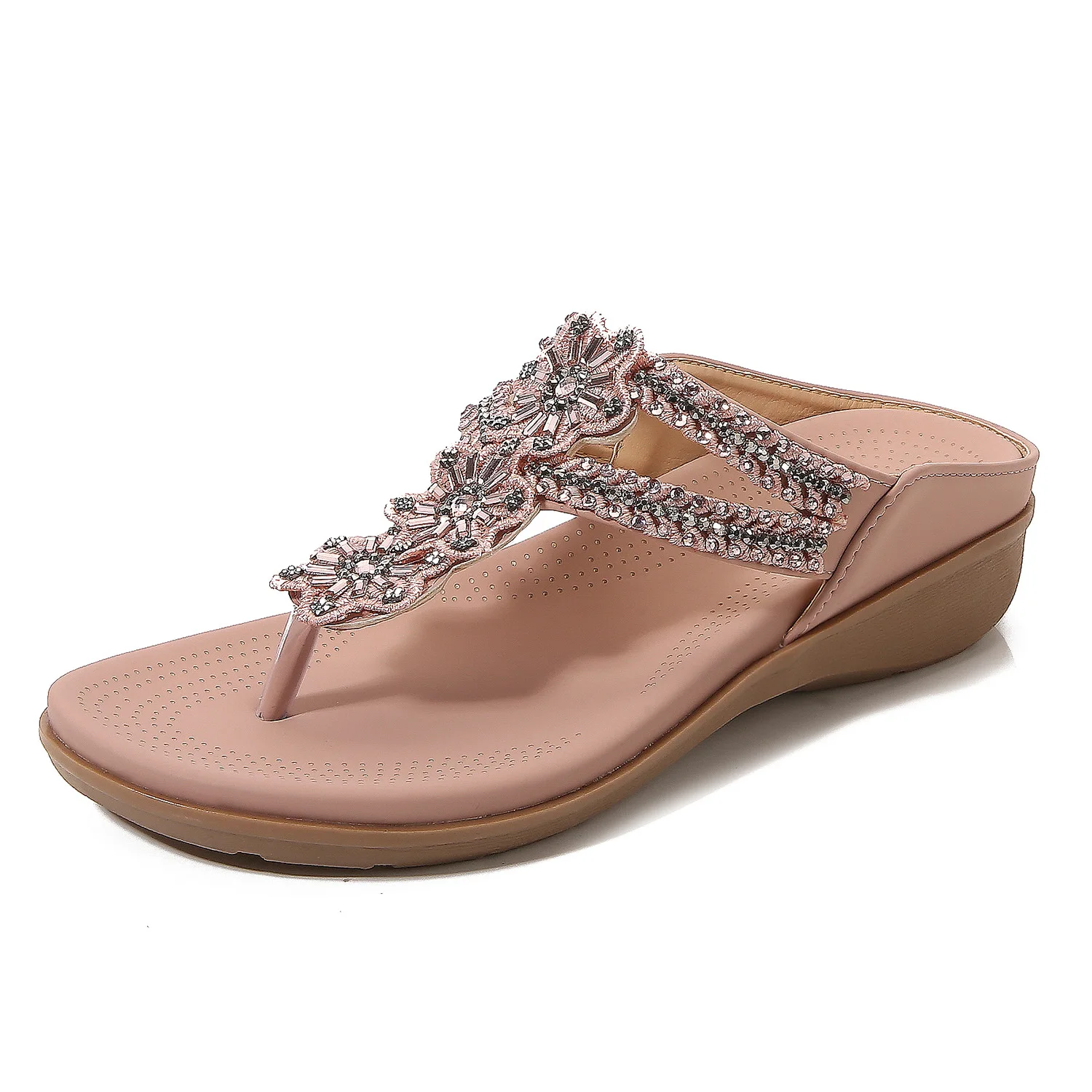 Sandalias informales de verano para mujer, chanclas florales