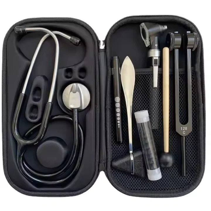 Customize Stethoscope Kit and Mini Otoscope Set Manual Stethoscope case Pen Light Stethoscope Tuning Fork Reflex Hammer