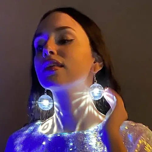 Led Light Up Disco Round Ball Earrings Led Flashing Christmas Mini