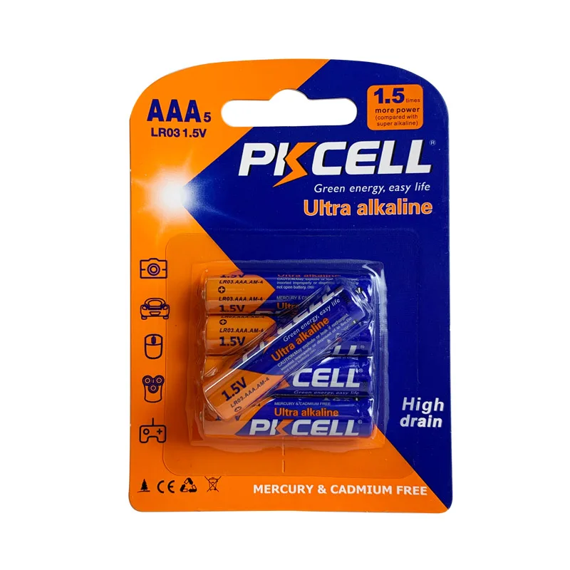PKCELL Alkaline AAA Batteries 1.5V Trip A Long-Lasting Alkaline Battery Zn-MnO2 dry battery