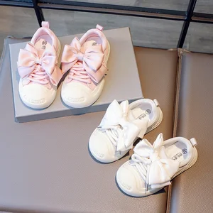 2026 Spring New Design Trendy Student  Anti-Slip Anti-Kick Sports Shoes for Kids Girl's Bow Casual Sneakers