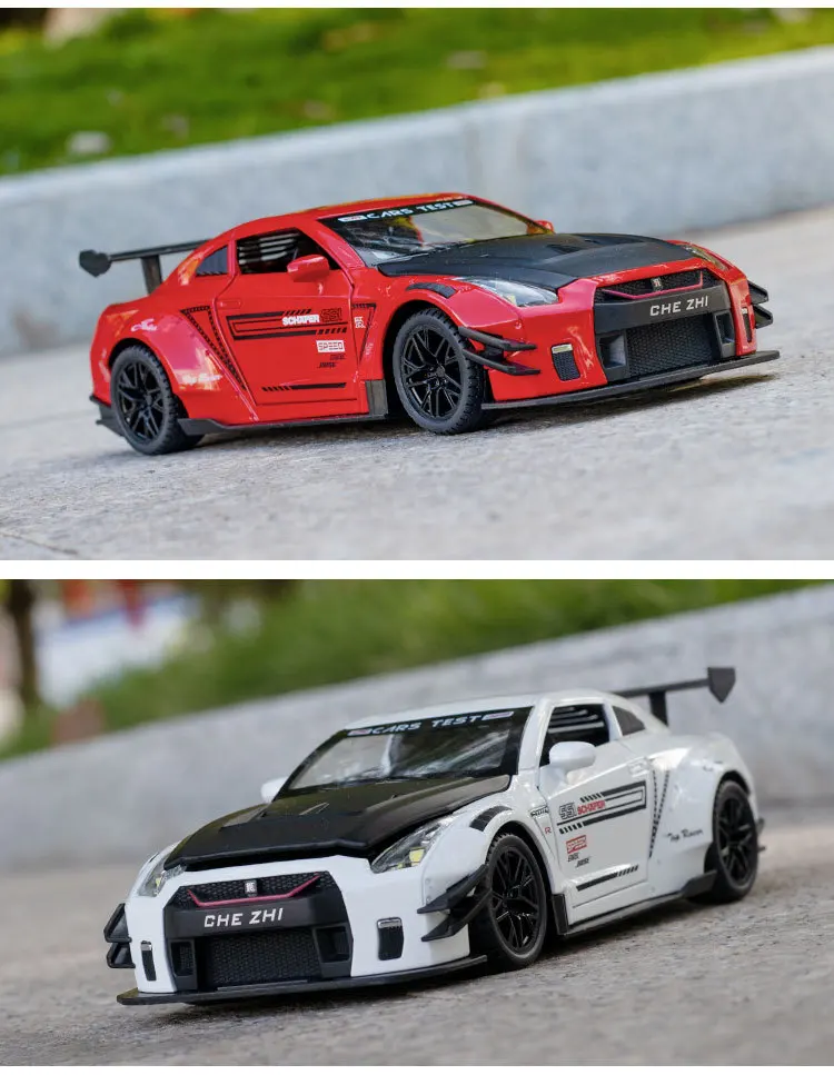 Hot Selling 1:24 Nissan GTR Die-Cast Car Model Toy with Sound and Light