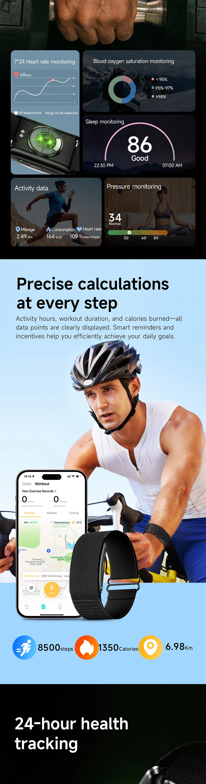 product new screenless smart bracelet y105 for men women 17g light body incoming call message reminder body fitness tracker watch-7