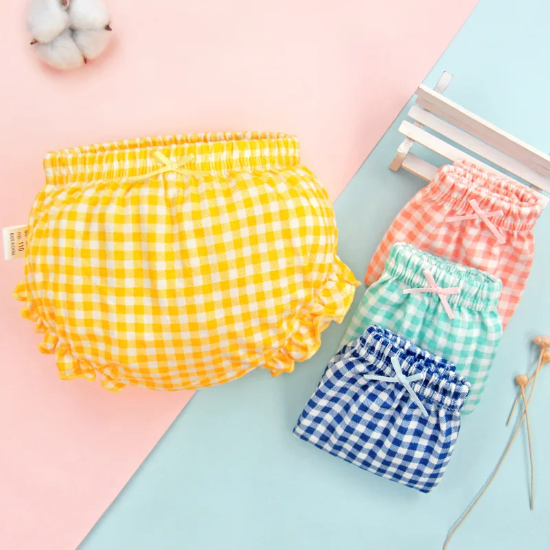 1-4 Years Summer Baby Underwear Bottom Toddler Kids Pure Cotton Lattice ...