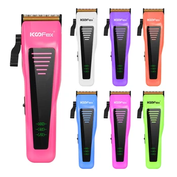 KooFex KF-6410 Manufactur Professional Barber Machines DLC Coated Low Temperature High Power LED Display Cordless Hair Clippers