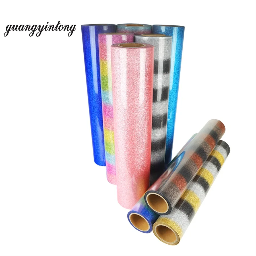 Guangyintong 2024 New Glitter Rainbow Heat Transfer Vinyl Easyweed Heat