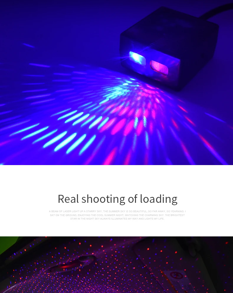 Car Interior Atmosphere Starry Laser Lamp USB Led Roof Car Star Night Light Projector Super Brightness Auto Starry Adornment