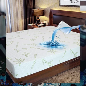 Luxury Washable Bamboo Mattress Protector Waterproof Terry Queen King Size Bed Cover Fitted Sheet for Hotel Home Use