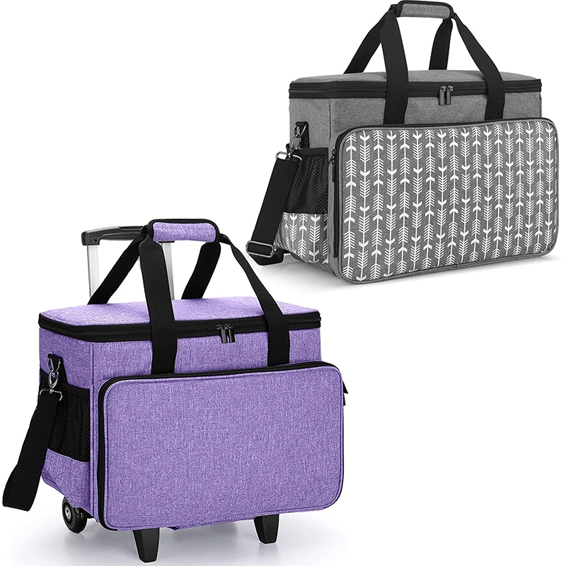 LUXJA Serger Case with Detachable Trolley Dolly, Serger Bag with
