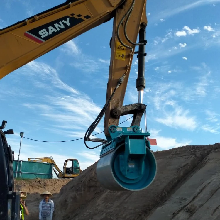 Excavator Drum Compactor Machine Is Designed for Soil Compaction in Trenches Foundations or Slope Applications
