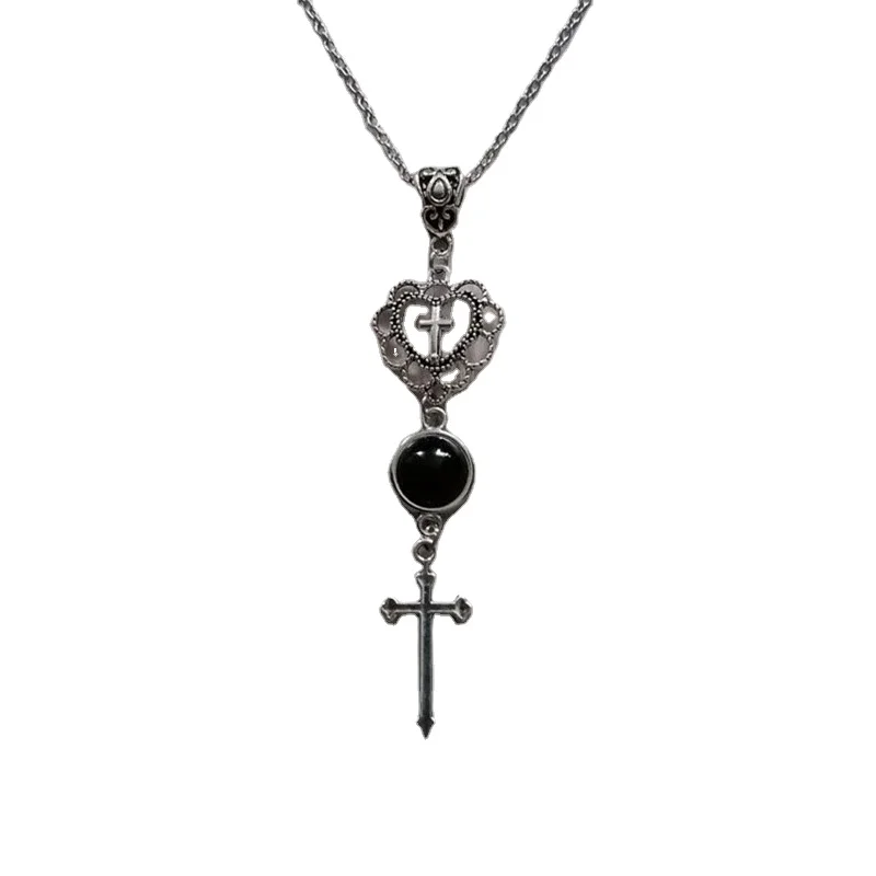 new cross necklace pendant onyx black