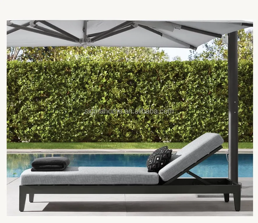Aluminum Outdoor Furniture Patio Garden Sofa Outdoor Sunbed Single Chaise Lounge