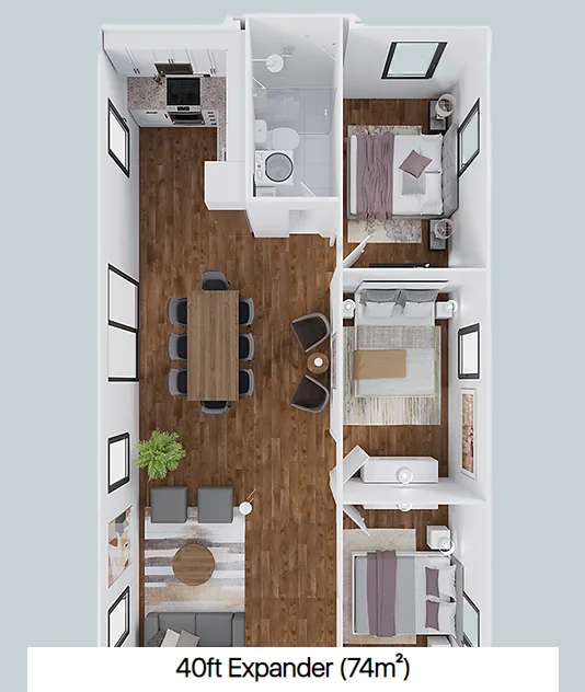 40FT Expandable 40Ft Mobile Home Caravan 2-4 Bedroom Portable Houses for Office or Outdoor Use Modern Container House Design