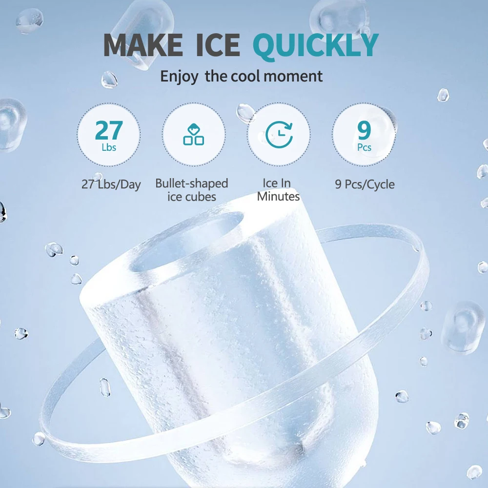 Ice Cube Maker with Water Dispenser 3 Temperature Touching Control Panel 12kg Ice Cube Per Day BYCZ581 2 in 1 Electric Stand