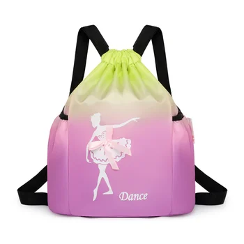 wholesale custom logo cute fashion drawstring ballet latin dance backpack for kids women girls