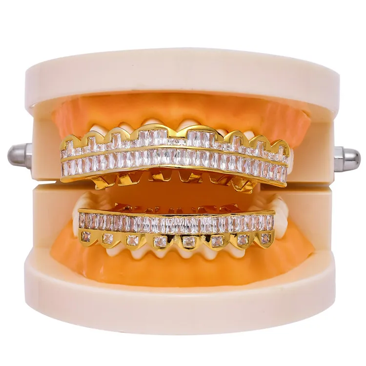 New Arrival Vampire Fangs Hip Hop Bottom and Top Teeth Grills Gold