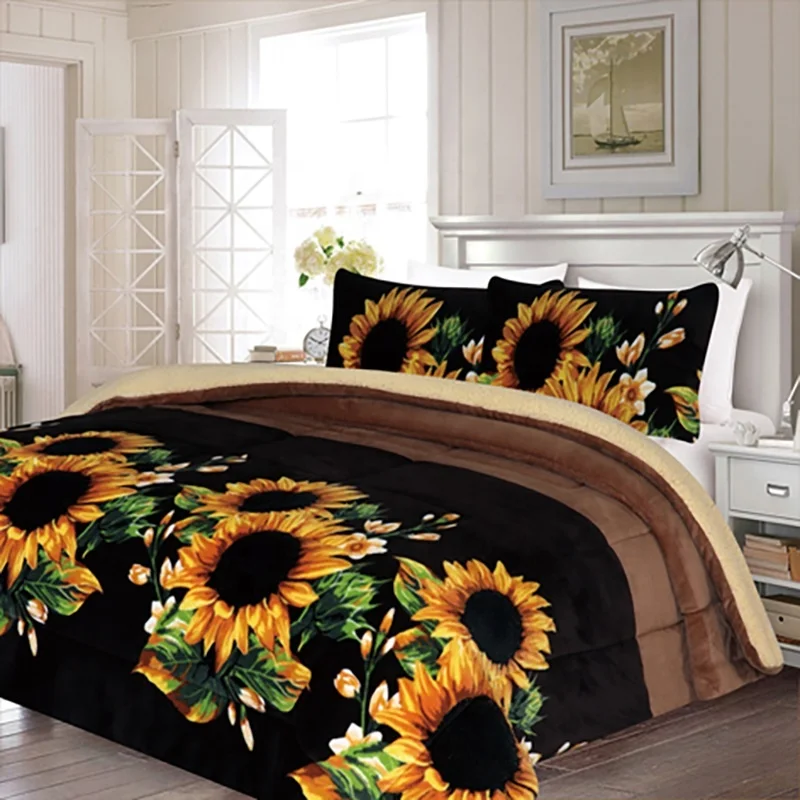 Bedbay King Size Sunflower Comforter Set Vintage Sunflower Bedding