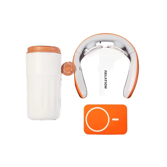 3 in 1 Vacuum Flask Neck Massager Power Bank With Phone Stand Luxury Business Welcome Cooperate Gift Set