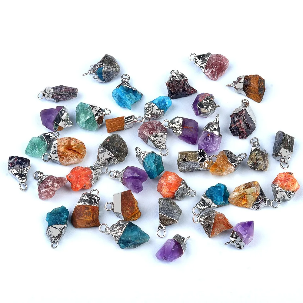 10mm Natural Irregular Crystal Quartz Agate Stone Druzy Pendant Gilt Edge Gemstone for DIY Charm Jewelry Accessories