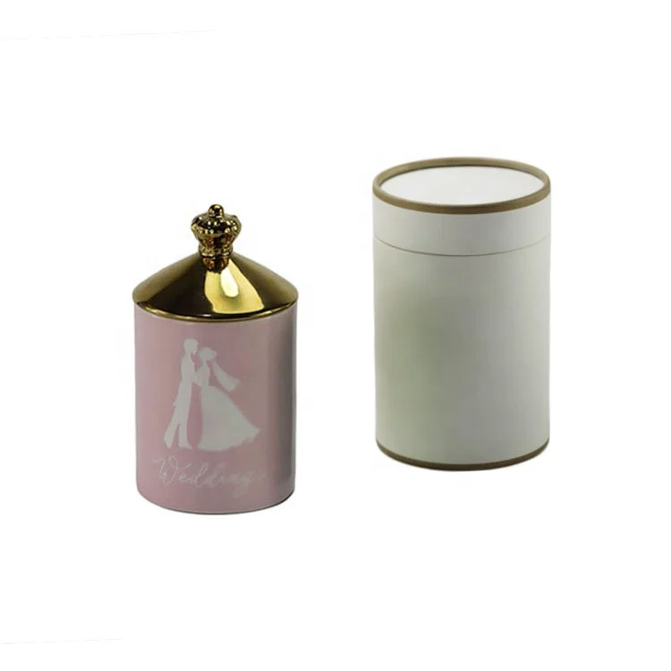 Custom Luxury Design Porcelain Empty Candle Jars Ceramic Candle Container With Lid in Bulk Clay Candle Jar supplier