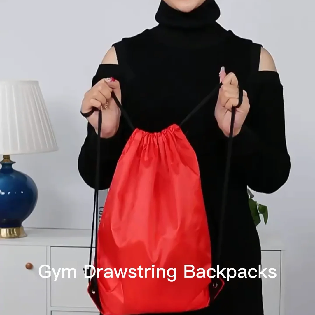 High Quality Polyester Fabric Gym Black Waterproof Drawstring Gym
