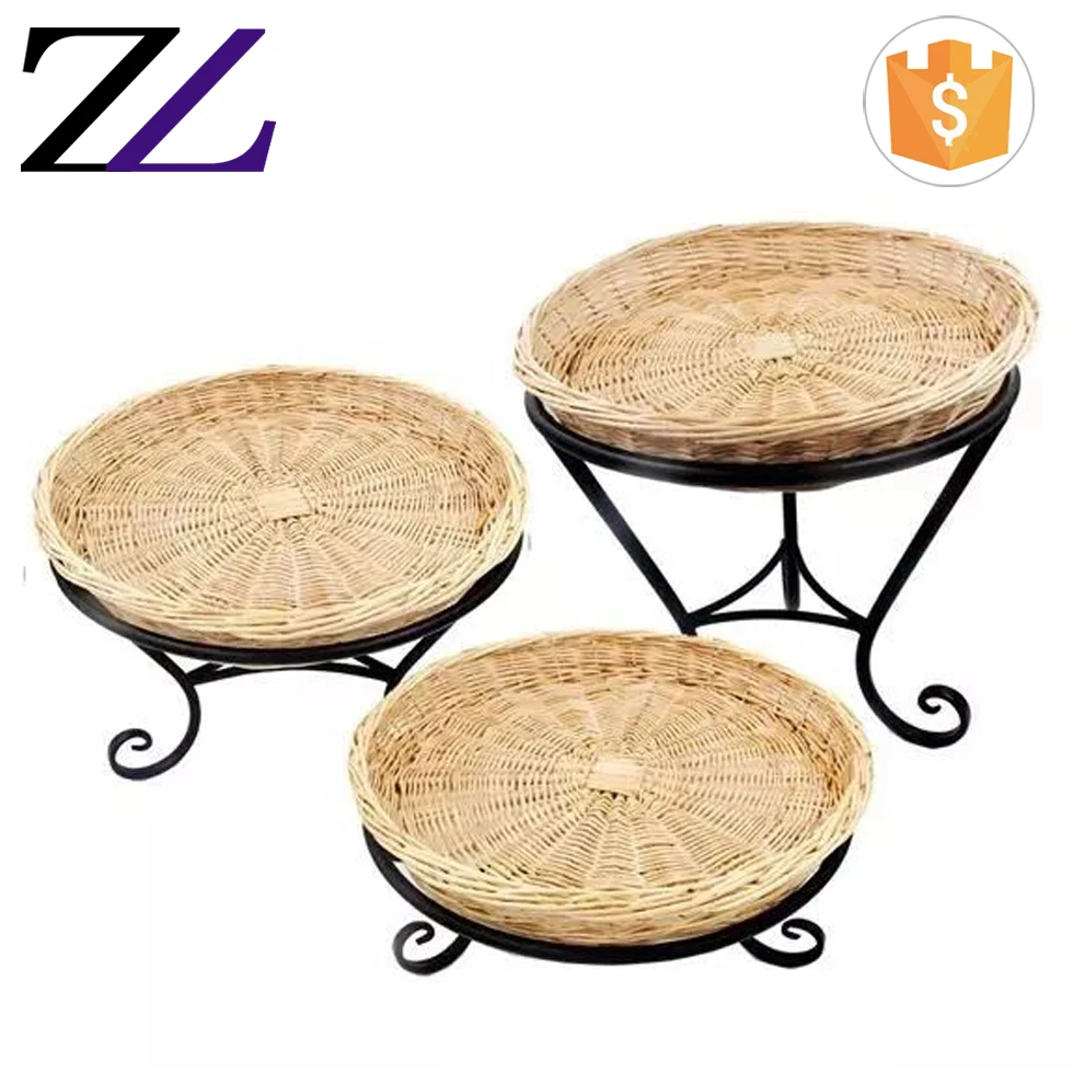 5 Star Fruit Buffetware Display Rectangle Rattan Stainless Steel Bracket Acrylic Window Metal Cake Stand Break Basket with Lid