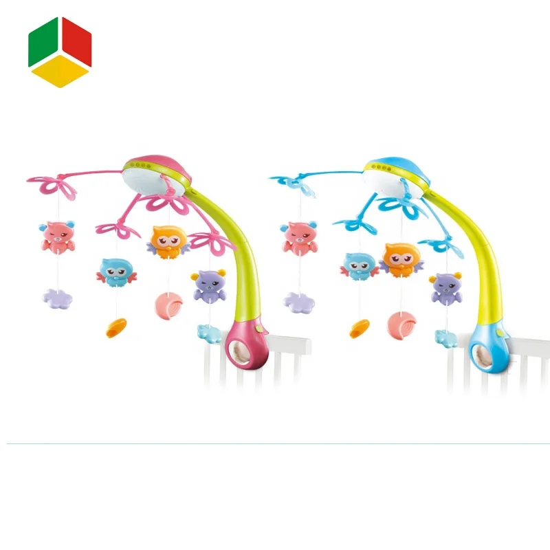 QS Игрушки для малышей на возраст от 0 до 12 месяцев, сенсорный пульт дистанционного управления кроватка Мобильная музыкальная кровать колокольчик с погремушки в виде животных проекции мультфильм раннего обучения