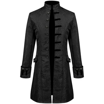 Angelaicos Cappotto Steampunk da Uomo Giacca coloniale Vintage Medievale Costume Vittoriano Tailcoat, Blu, XL