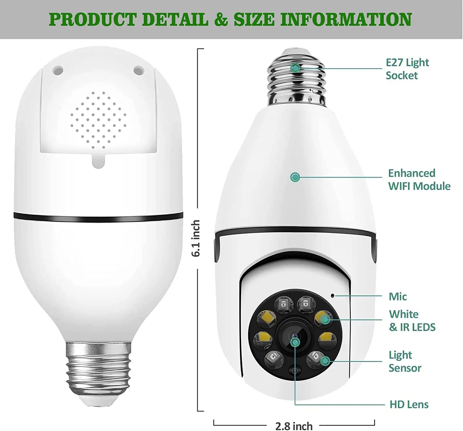 Smart Home Camera Bulb 360 Wifi Camera Cctv 360 Degree Pnaoramic Wireless Night Vision Light Bulb Security Camera